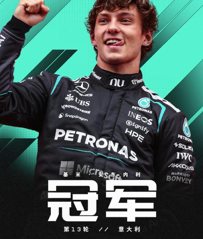 F1意大利站：安东内利第19发车逆袭封王，勒克莱尔遗憾退赛