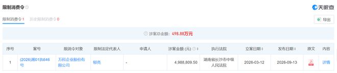 万科前董事局主席郁亮遭法院限制高消费